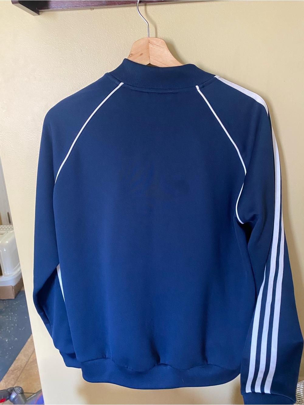 adidas Navy Blue Track Jacket/Suit with White Stripes and pants SST - Picture 3 of 9